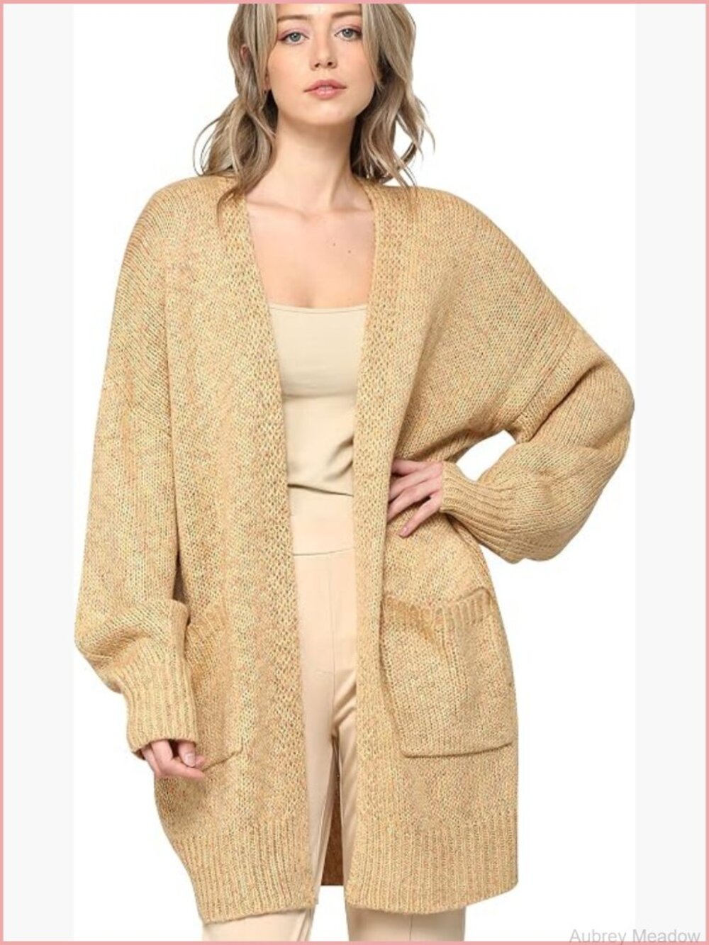 Long Sleeve Open Front Chunky Knit Batwing Cardigan Loose Baggy Sweater with